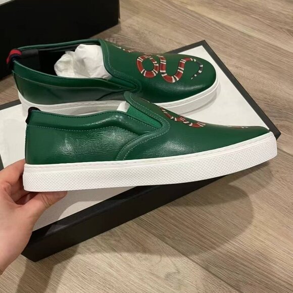 NIB Authentic GUCCI Dublin Snake Print Leather Slip On Sneaker - Picture 4 of 7